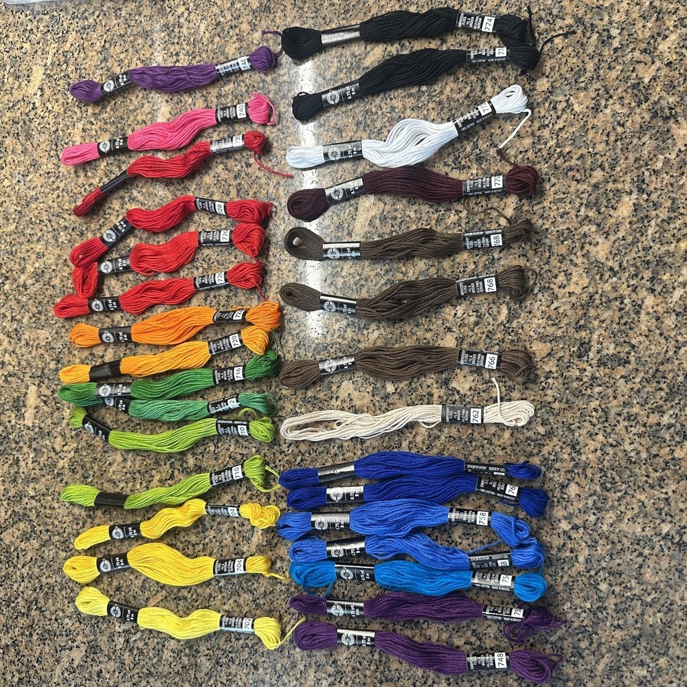 Loops & Threads Embroidery Floss Thread Lot of 30Multi Color Cotton Craft Sewing